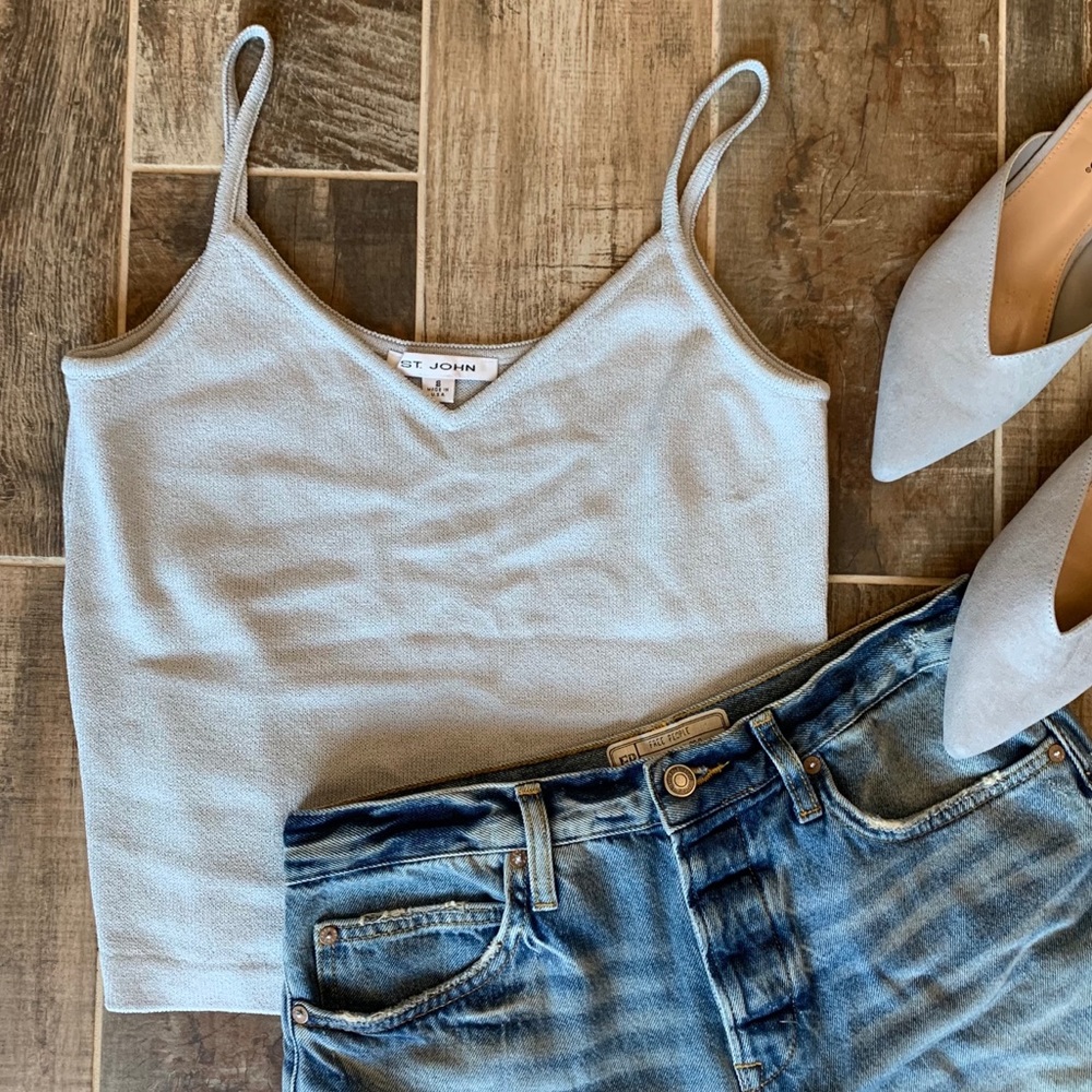 ✨ Vintage St John Gray Knit Cropped Cami Tank